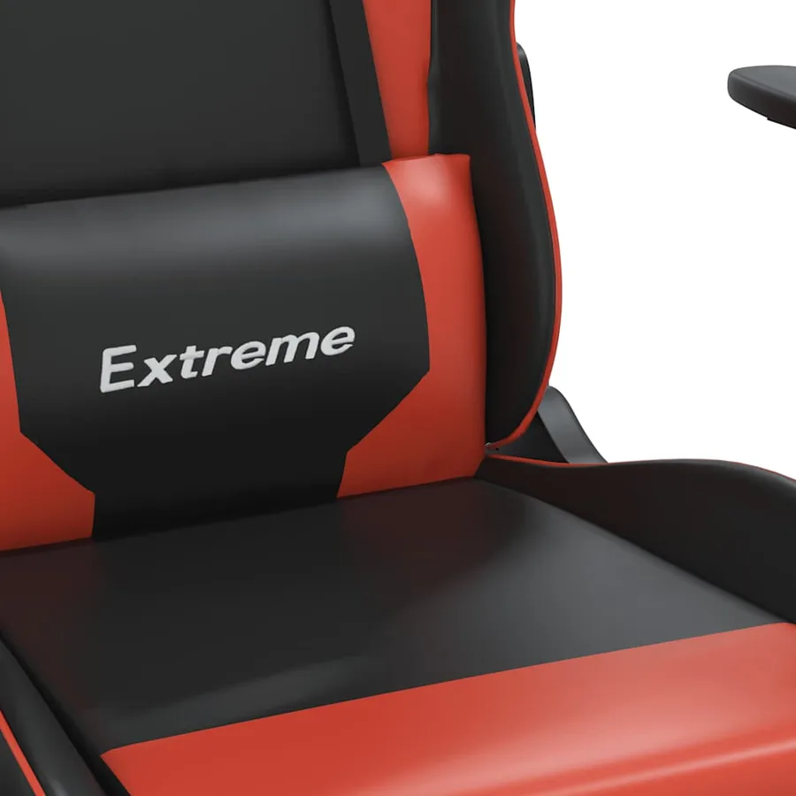 Chaise de jeu de massage et repose-pied Noir rouge Similicuir - 9