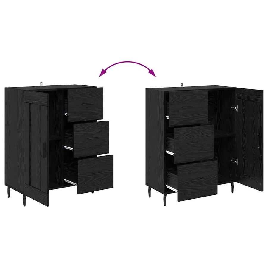 Haut Armoire 2 pcs Chêne noir Bois Aggloméré et Verre - 13