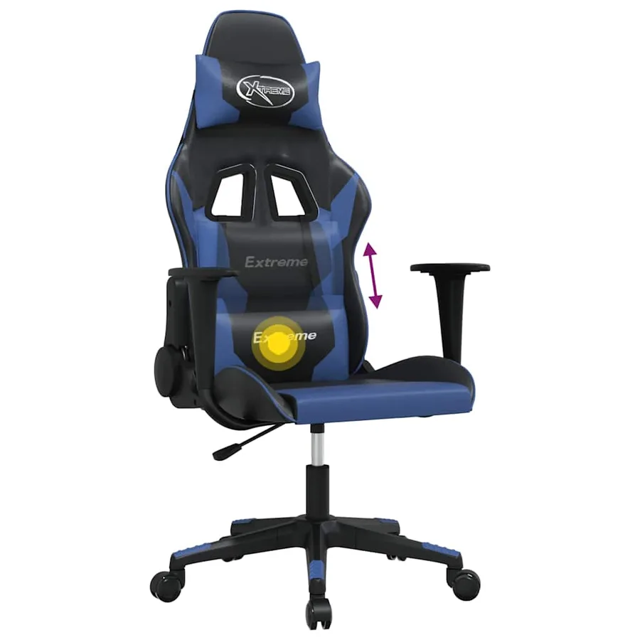 Chaise de jeu de massage Noir et bleu Similicuir - 6