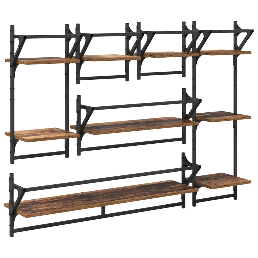Ensemble d'étagères murales 6 pcs Bois Ancien 100 x 25 x 30 cm - 17
