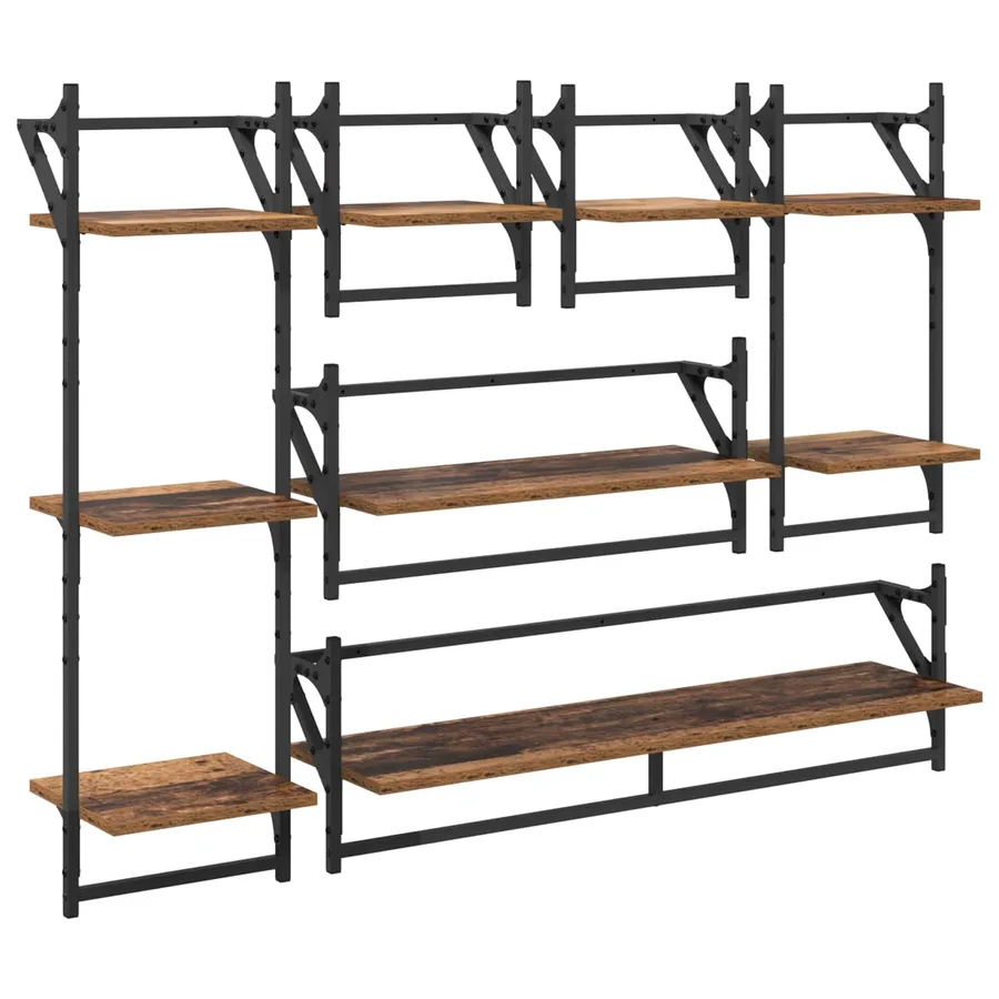 Ensemble d'étagères murales 6 pcs Bois Ancien 100 x 25 x 30 cm - 2