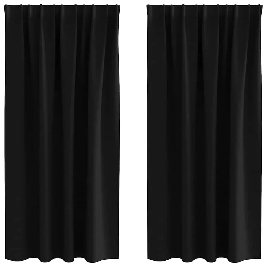 Rideaux occultants avec anneaux 2 pcs Noir 175 x 140 cm - 2