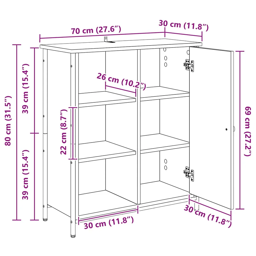 Buffet Chêne artisanal 70 x 30 x 80 cm Bois d'ingénierie - 16