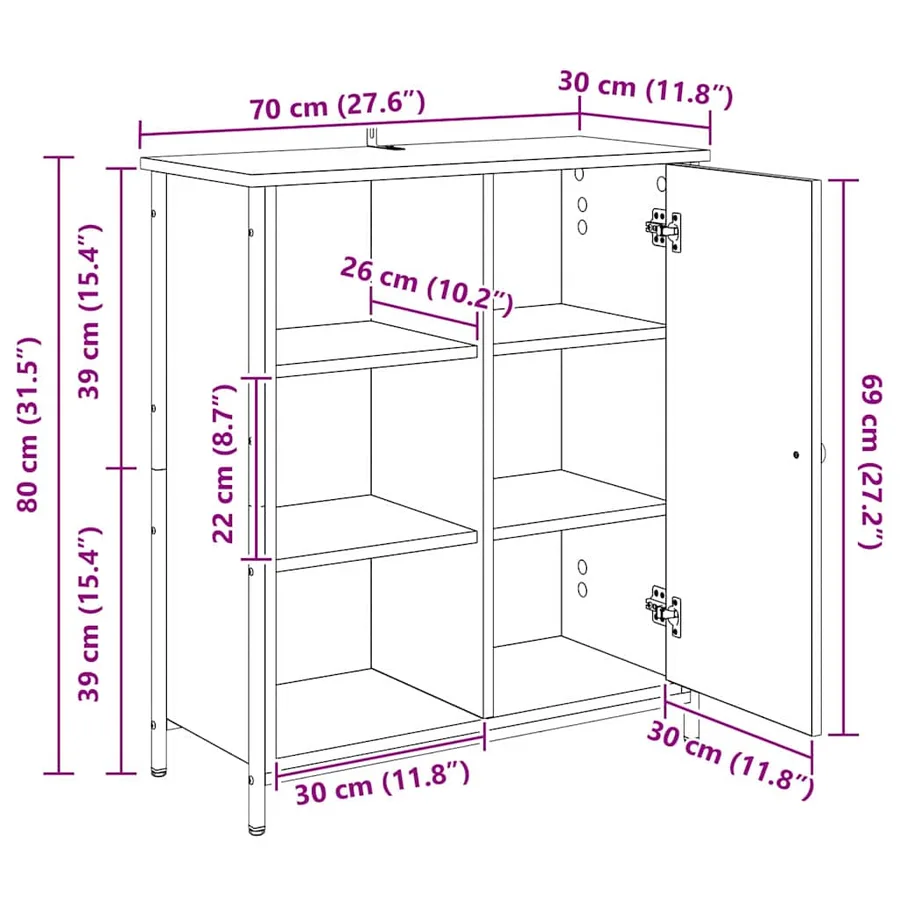 Buffet Chêne artisanal 70 x 30 x 80 cm Bois d'ingénierie - 17