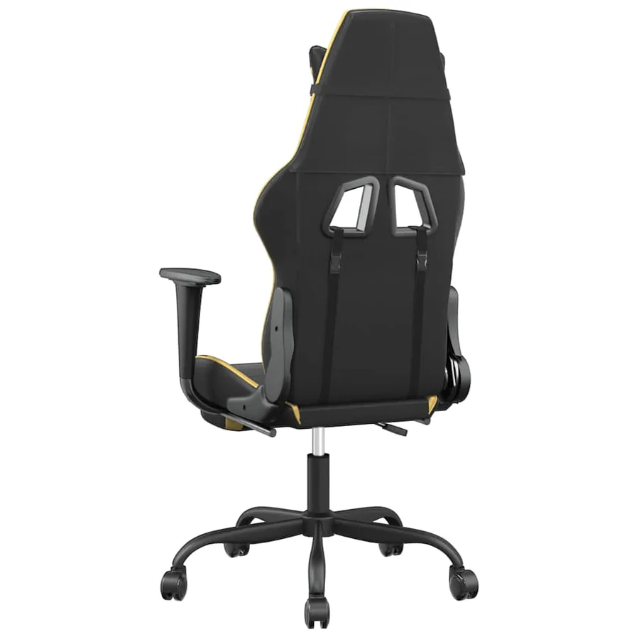 Chaise de jeu de massage avec repose-pied Noir&Doré Similicuir - 6