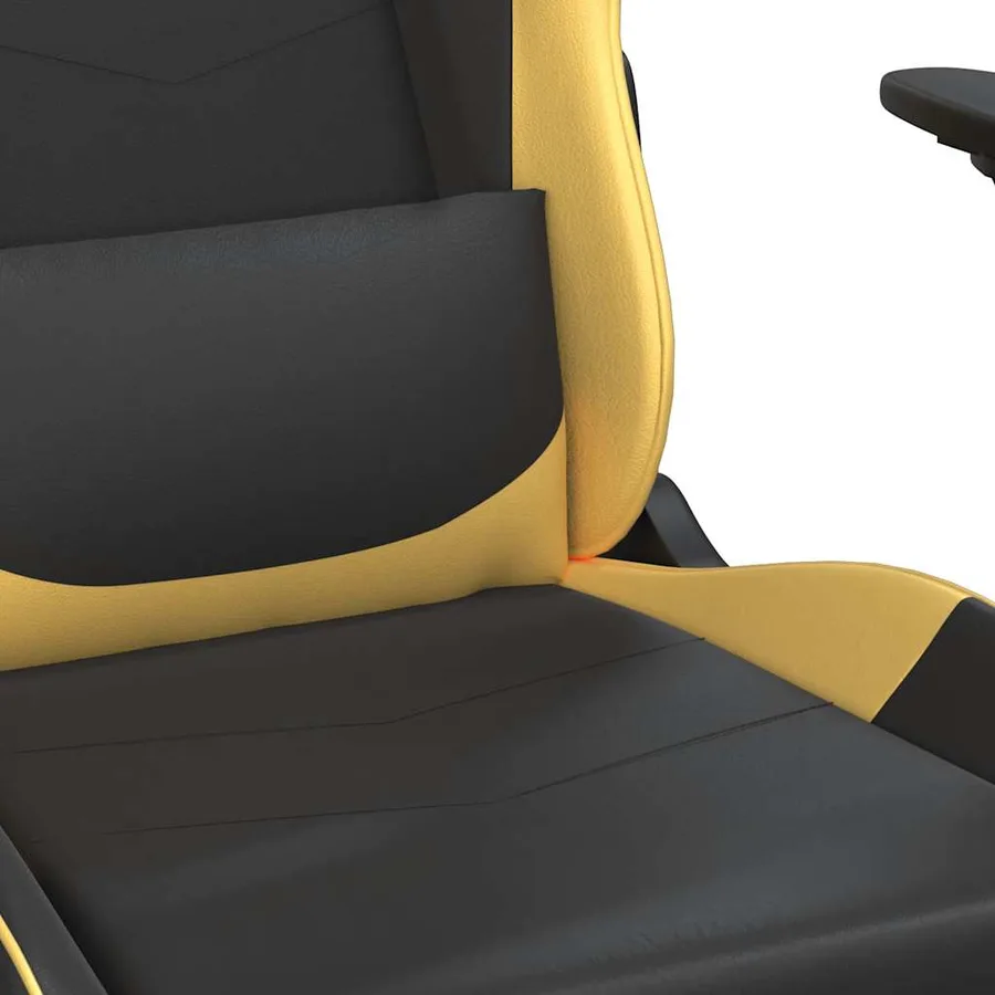Chaise de jeu de massage avec repose-pied Noir&Doré Similicuir - 9