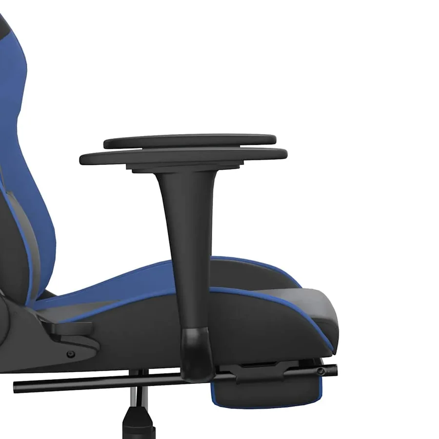 Chaise de jeu de massage et repose-pied Noir et bleu Similicuir - 11