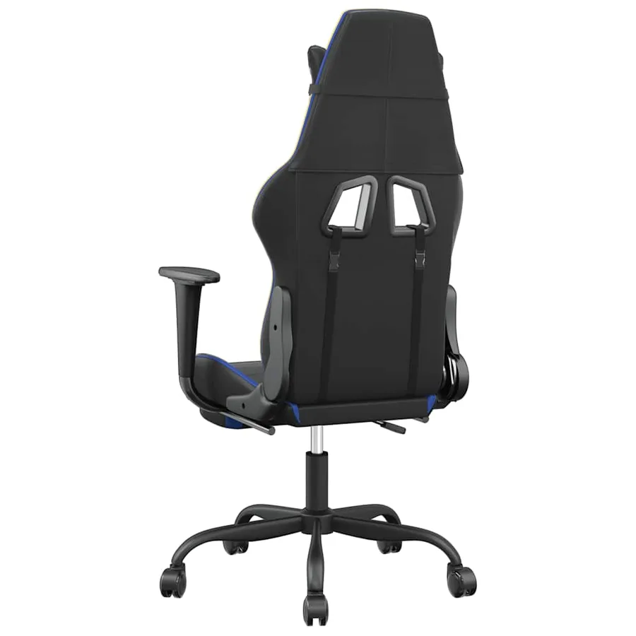 Chaise de jeu de massage et repose-pied Noir et bleu Similicuir - 6