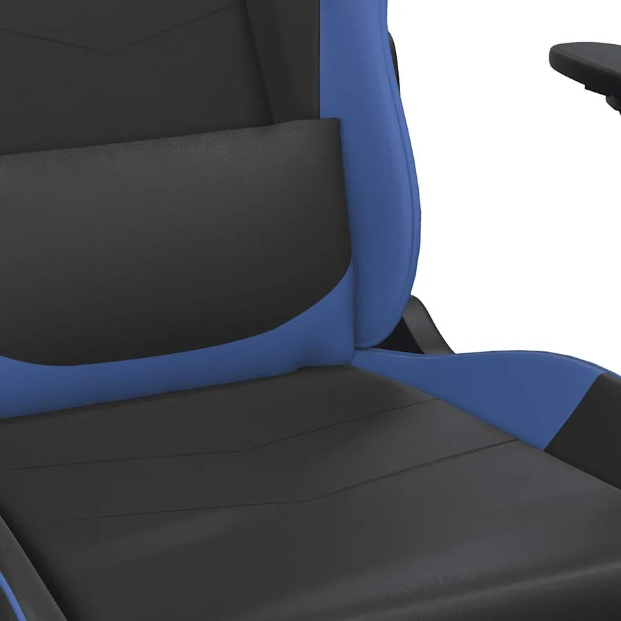 Chaise de jeu de massage et repose-pied Noir et bleu Similicuir - 9