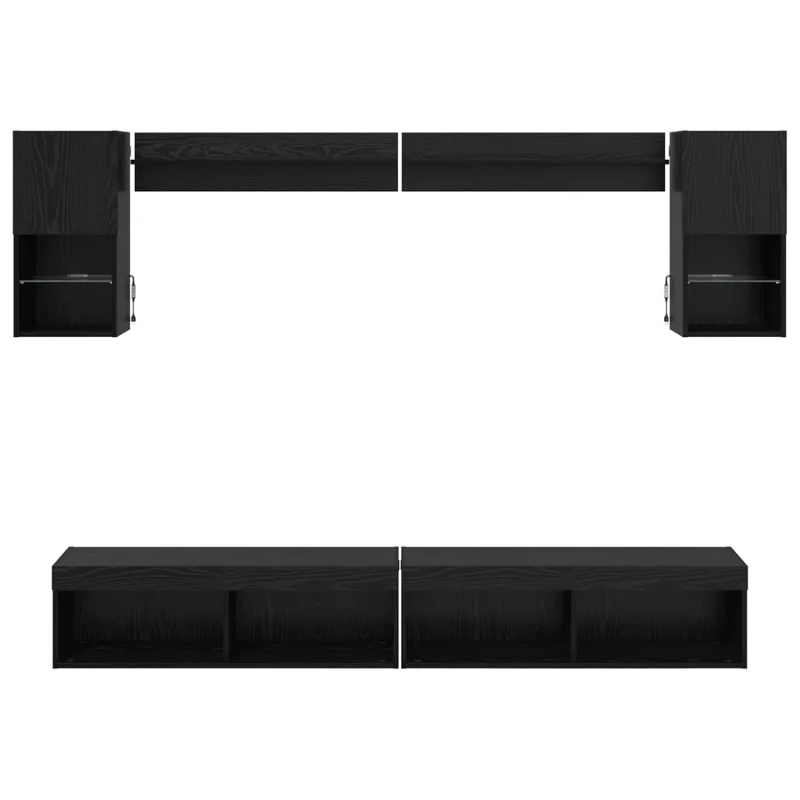 Unités murales TV avec LED 6 pcs Chêne noir Bois d'ingénierie - 8