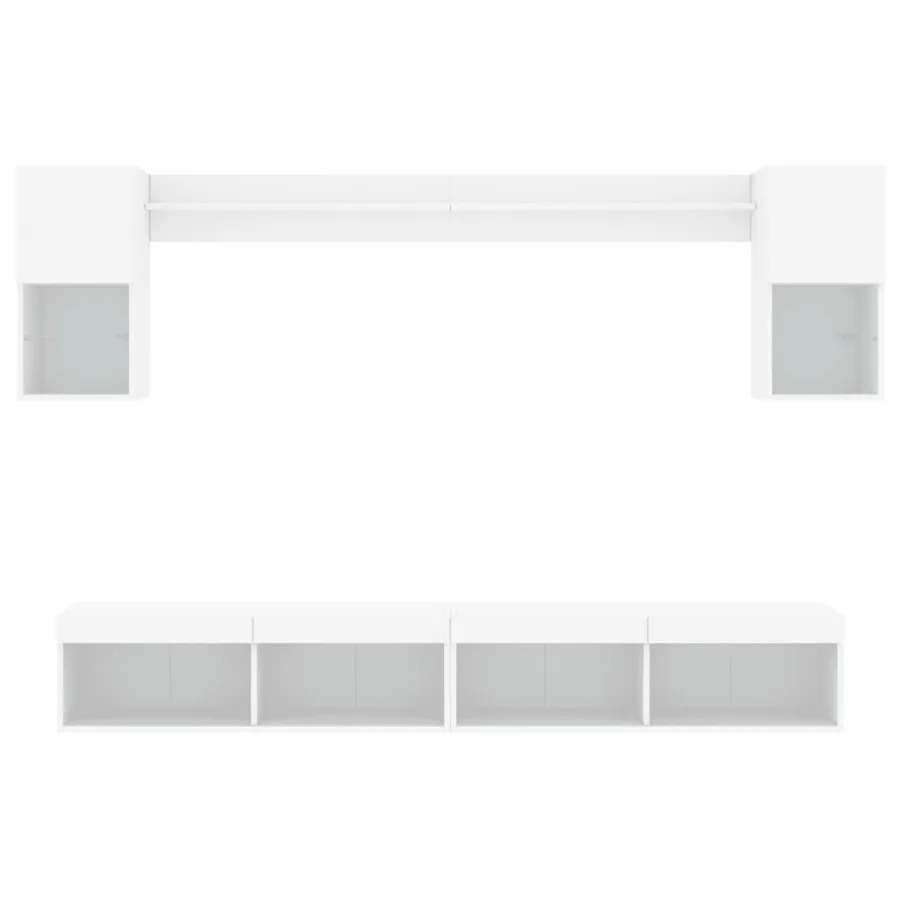 Unités murales TV avec LED 6 pcs blanc bois d'ingénierie - 7