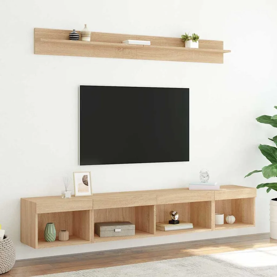 Unités murales TV avec LED 5 pcs chêne sonoma bois d'ingénierie - 4