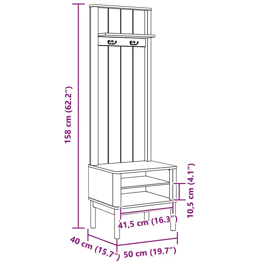 Meuble de couloir FLORO Cire marron 50 x 40 x 158 cm - 10