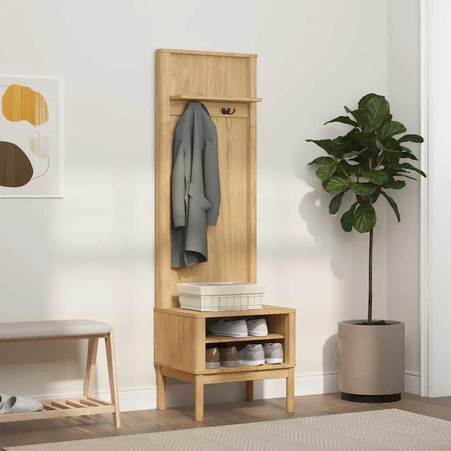 Meuble de couloir FLORO Cire marron 50 x 40 x 158 cm - 4