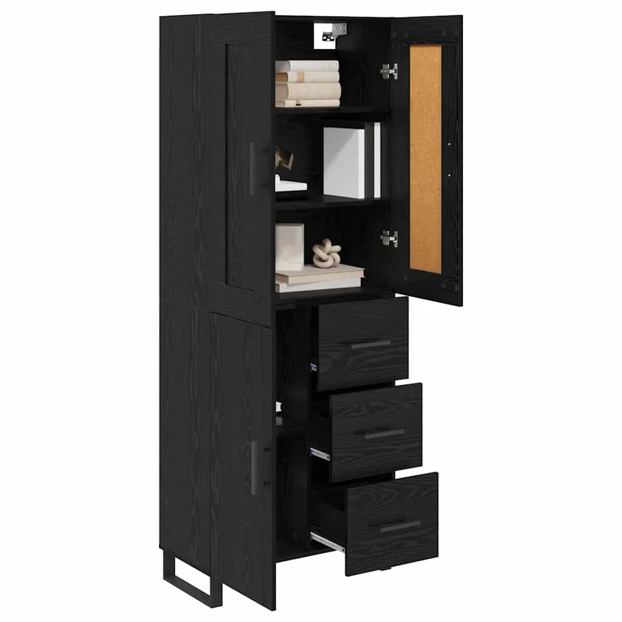 Haut Armoire Chêne noir 69,5 x 34 x 180 cm Bois d'ingénierie - 3