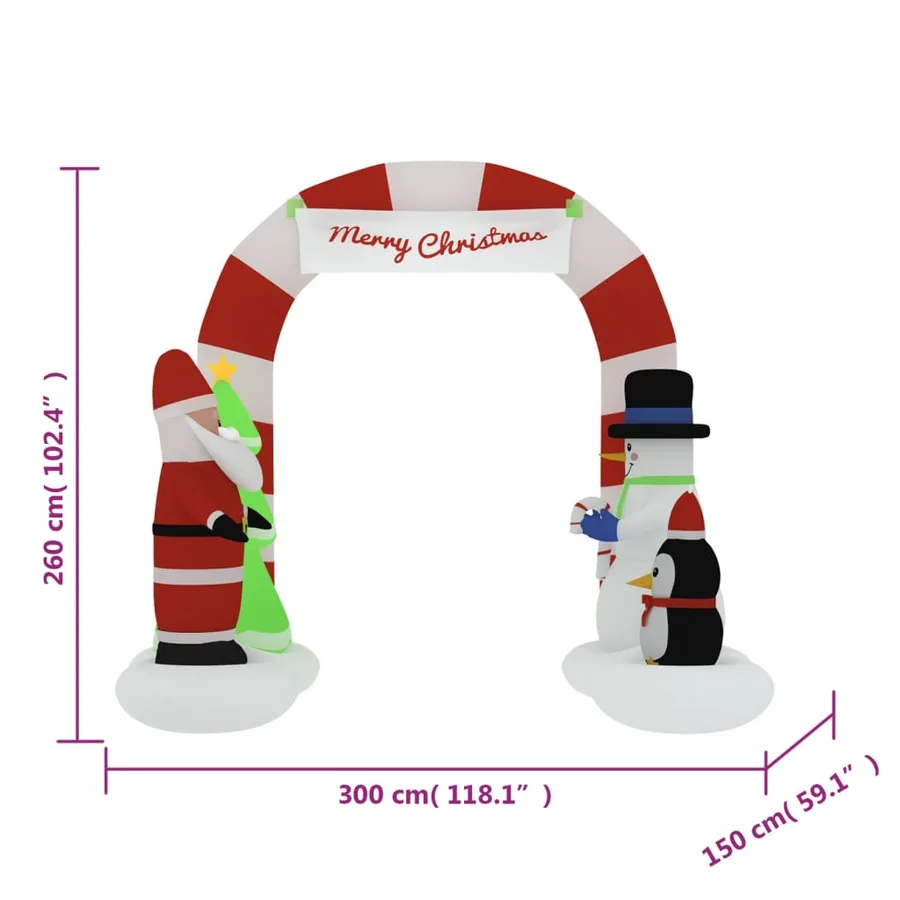 Porte voûtée gonflable de Noël avec LED 260 cm - 12