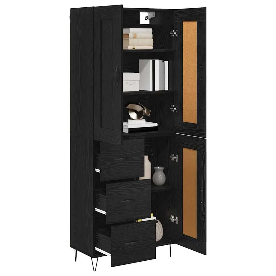 Haut Armoire Chêne noir 69,5 x 34 x 180 cm Bois d'ingénierie - 3