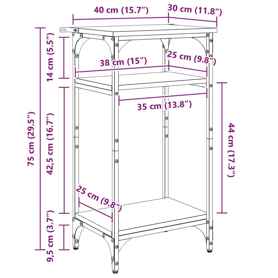 Table d'appoint Chêne artisanal 40 x 30 x 75 cm - 15