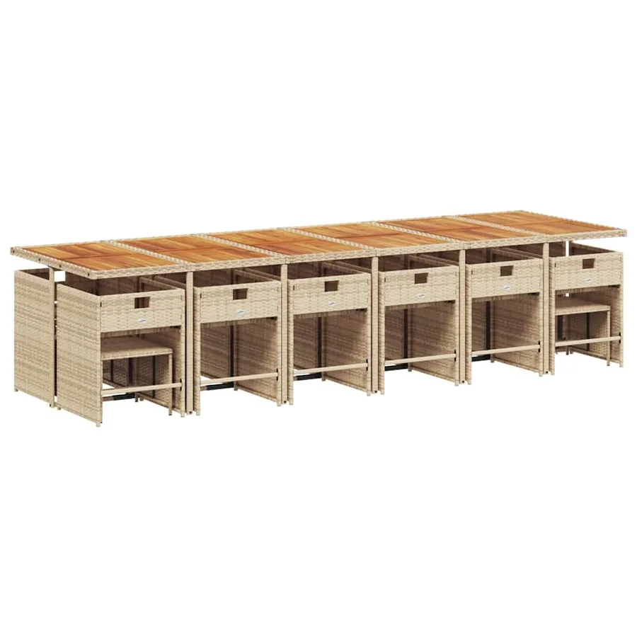 Ensemble à manger de jardin et coussins 17 pcs beige - 3