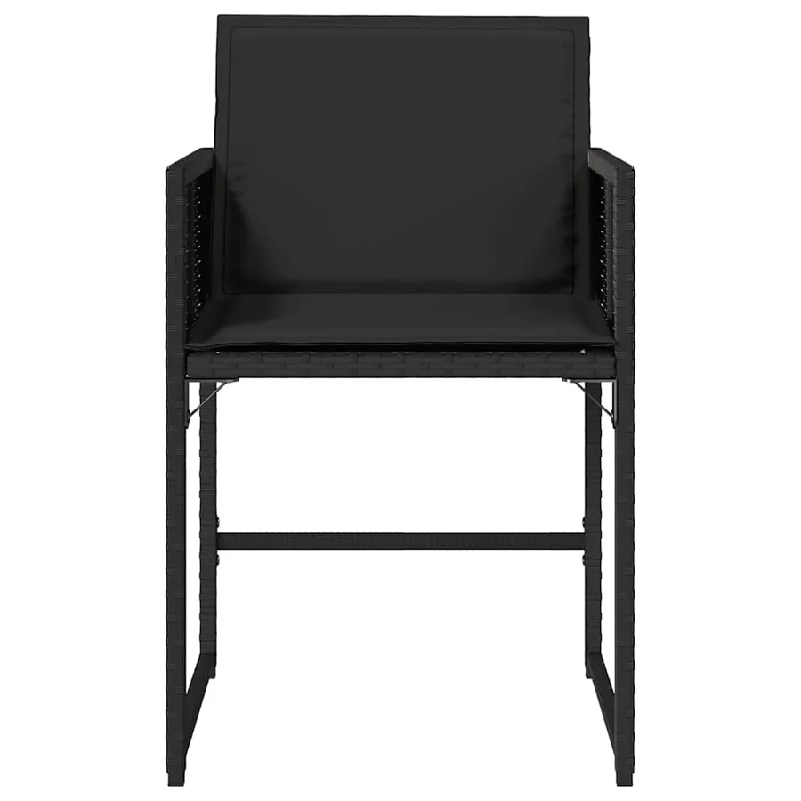 Chaises de jardin lot de 4 avec coussins noir résine tressée - 5