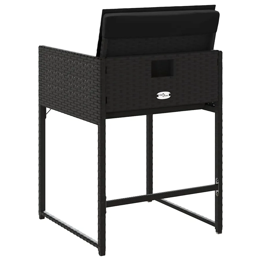 Chaises de jardin lot de 4 avec coussins noir résine tressée - 7