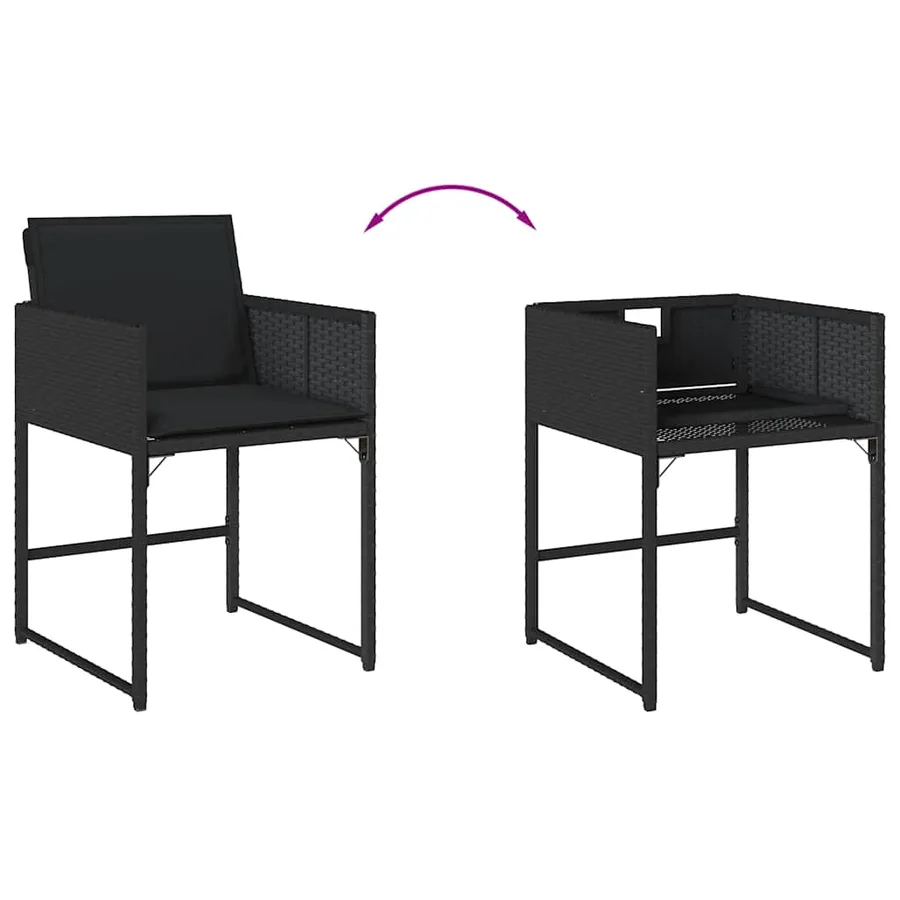 Chaises de jardin lot de 4 avec coussins noir résine tressée - 8