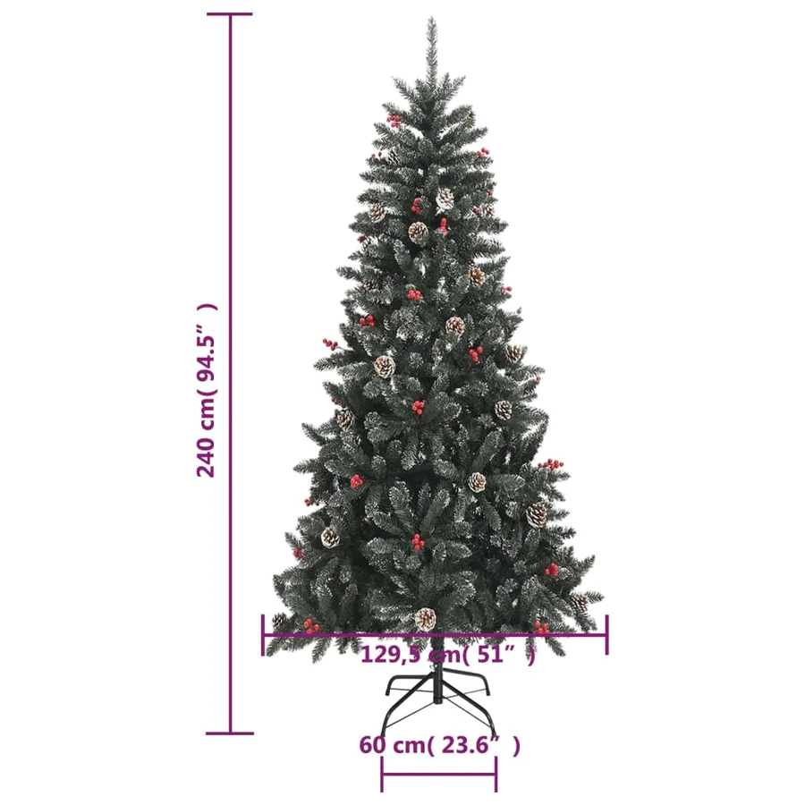 Sapin de Noël artificiel avec support Vert 240 cm PVC - 9