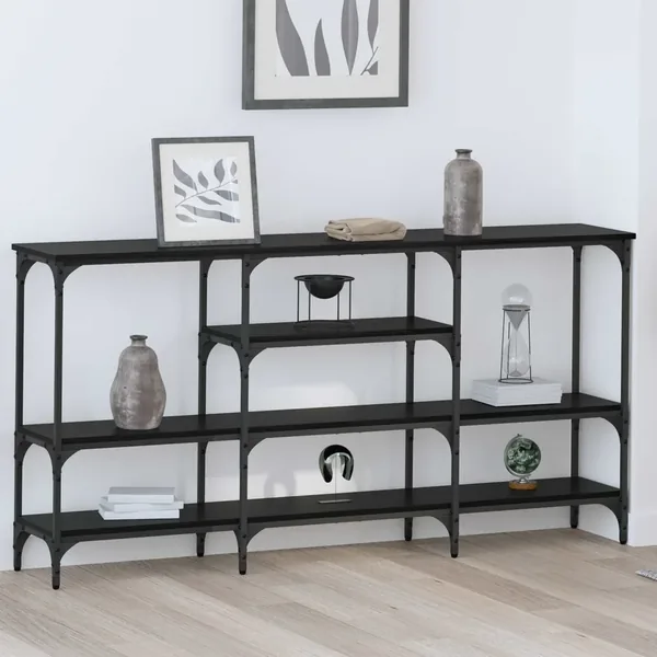 Table console Chêne noir 160 x 29 x 80 cm Bois d'ingénierie