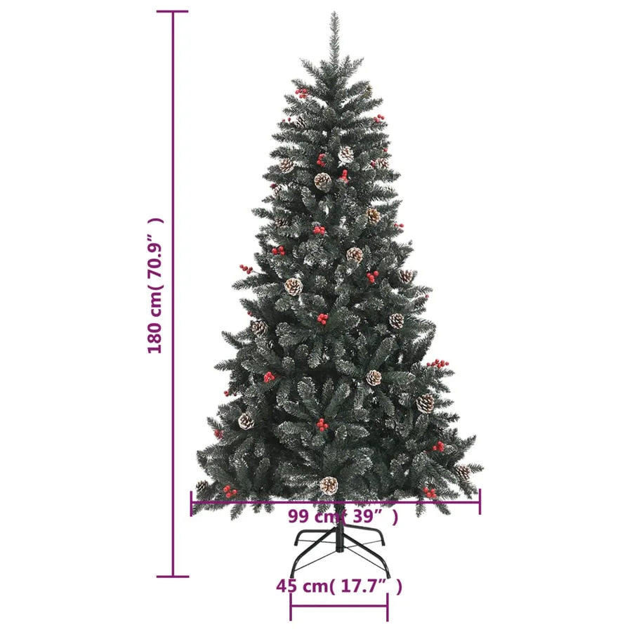 Sapin de Noël artificiel avec support Vert 180 cm PVC - 9