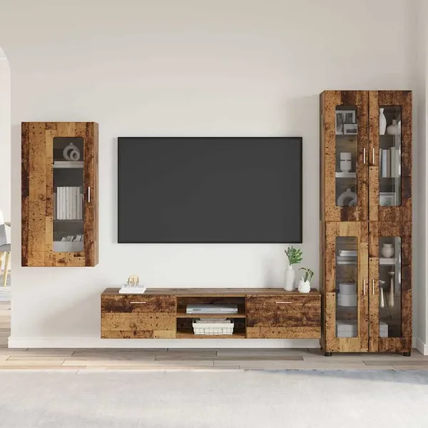 Ensemble meuble TV FLORIN 3 pcs Bois ancien Bois d'ingénierie