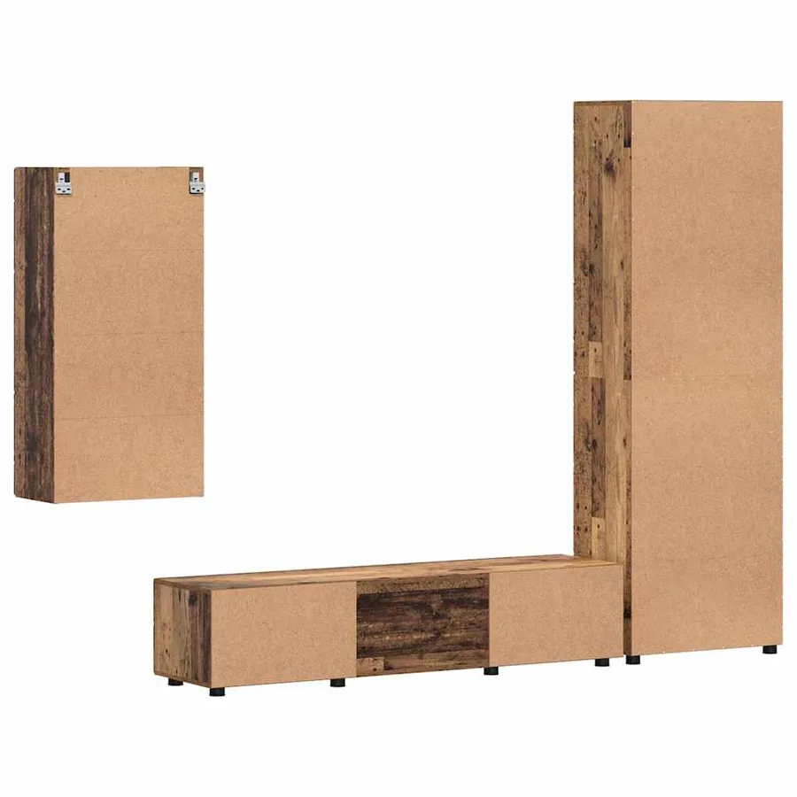 Ensemble meuble TV FLORIN 3 pcs Bois ancien Bois d'ingénierie - 10