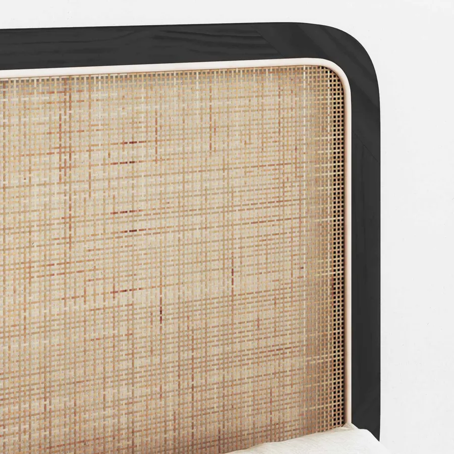 Tête de lit avec tête de lit Noir 120 x 55 x 3 cm Rotin - 3