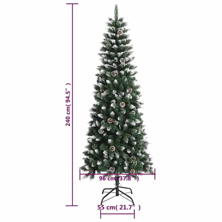 Sapin de Noël artificiel avec support Vert 240 cm PVC - 9