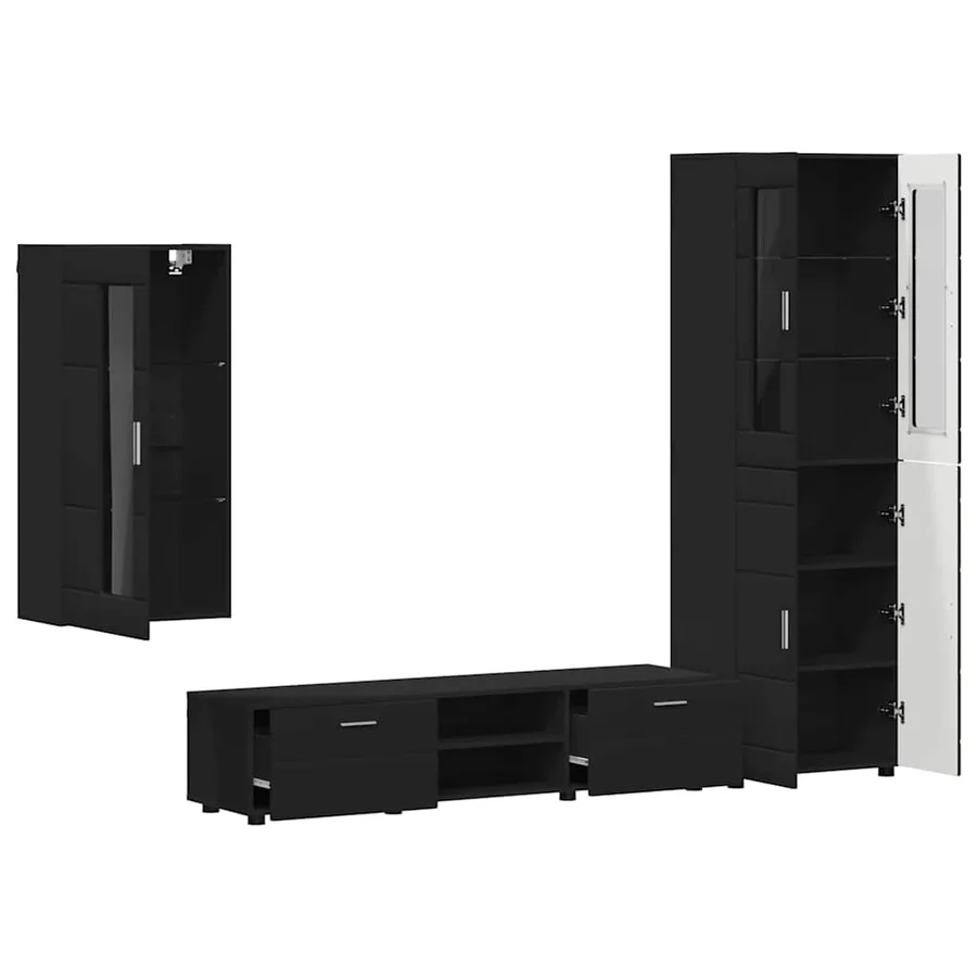 Ensemble meuble TV FLORIN 3 pcs Noir Bois d'ingénierie - 5