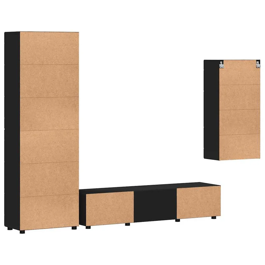 Ensemble meuble TV FLORIN 3 pcs Noir Bois d'ingénierie - 8