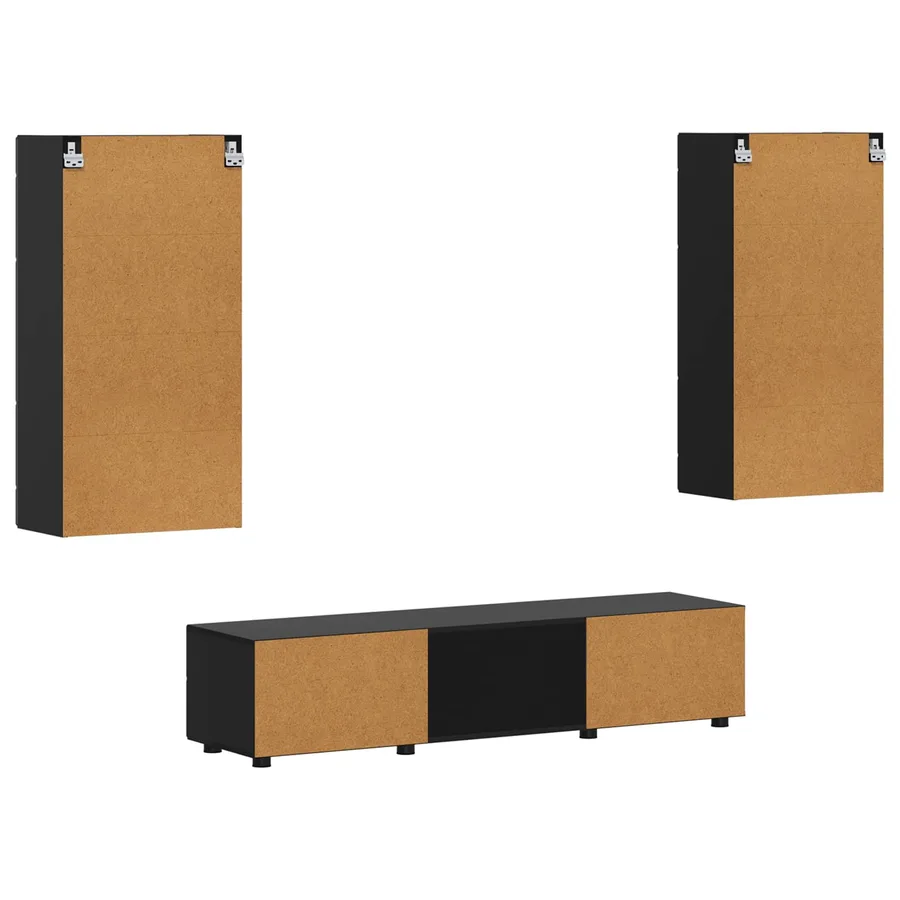 Ensemble meuble TV FLORIN 3 pcs Noir Bois d'ingénierie - 9