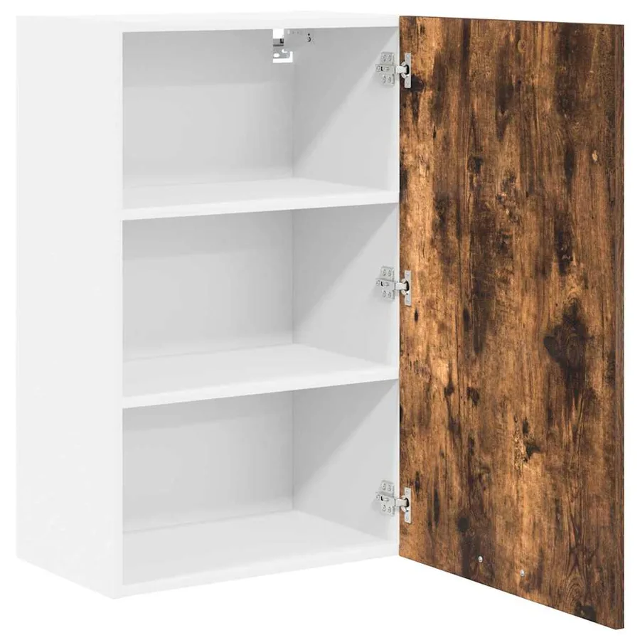 Armoire suspendue Chêne fumé et Blanc 50 x 31 x 80 cm - 5