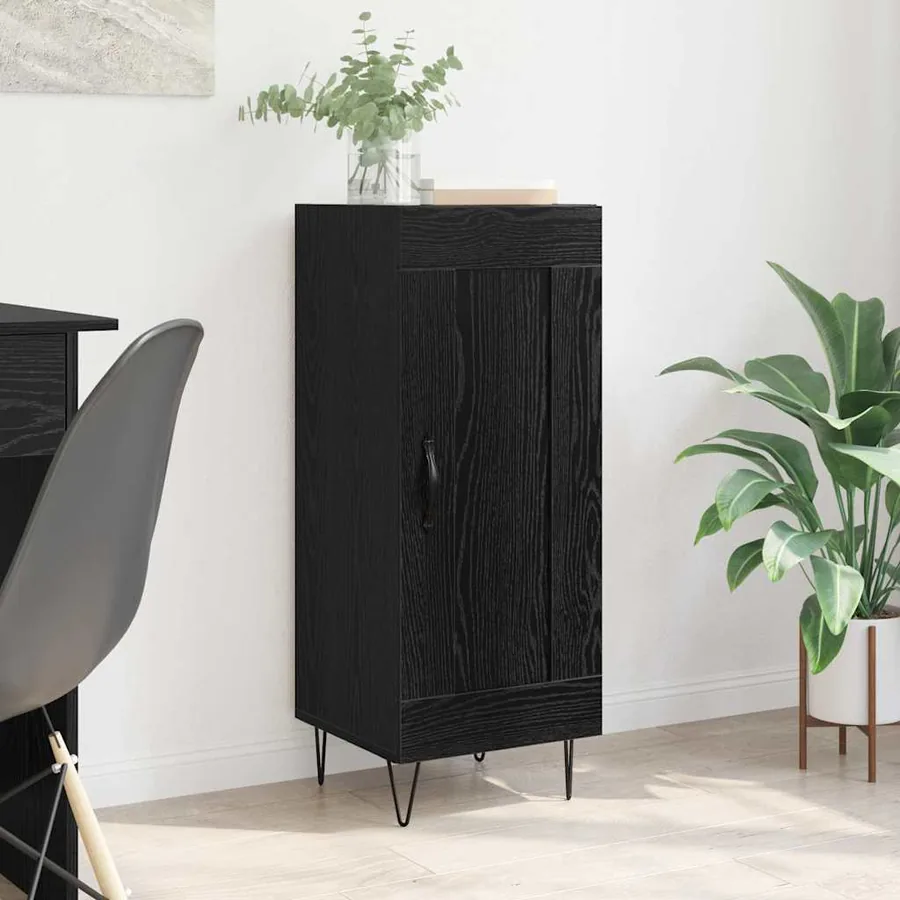 Buffet Chêne noir 34,5 x 34 x 90 cm Bois d'ingénierie et fer