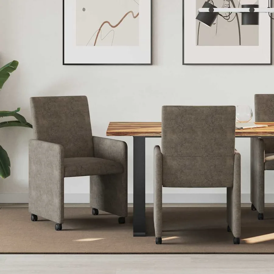 Chaises de Salle à Manger avec Roues 2 pcs Gris foncé