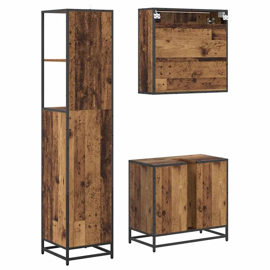 Ensemble de mobilier de salle de bain 3 pcs Bois Ancien - 9