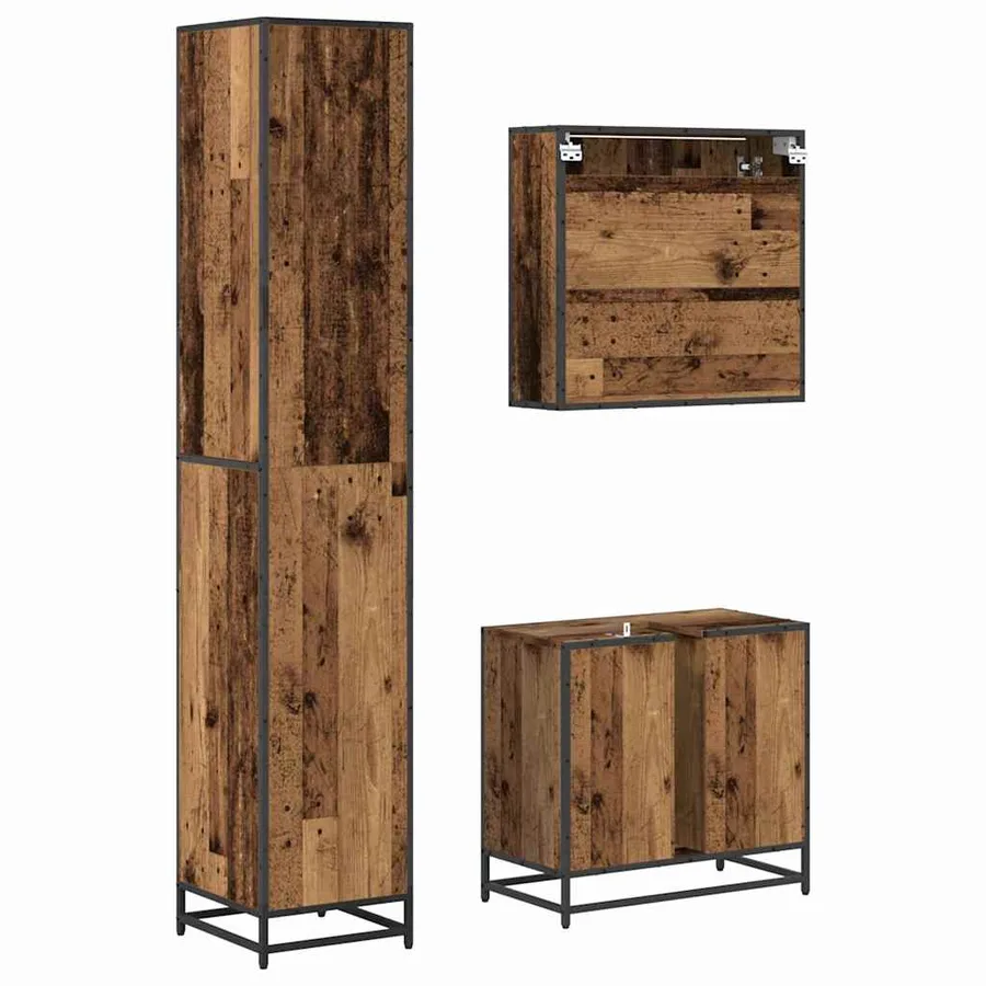 Ensemble de mobilier de salle de bain 3 pcs Bois Ancien - 9