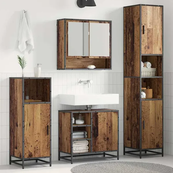 Ensemble de mobilier de salle de bain 3 pcs Bois Ancien