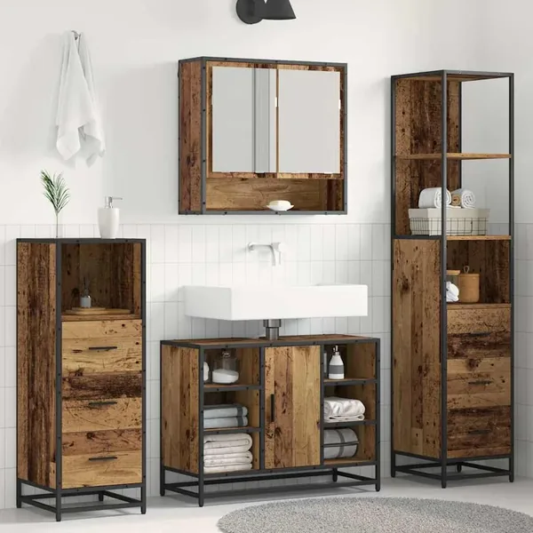 Ensemble de mobilier de salle de bain 3 pcs Bois Ancien