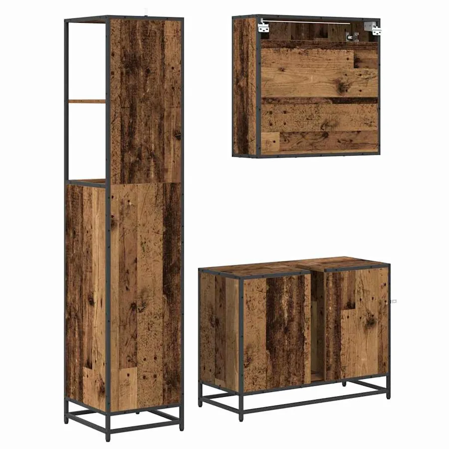 Ensemble de mobilier de salle de bain 3 pcs Bois Ancien - 9
