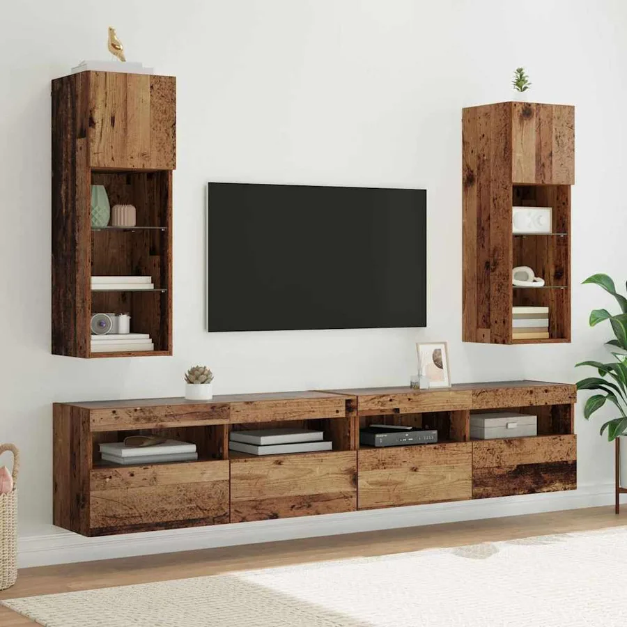 Meuble TV mural Bois ancien 30,5 x 30 x 90 cm Bois d'ingénierie - 6