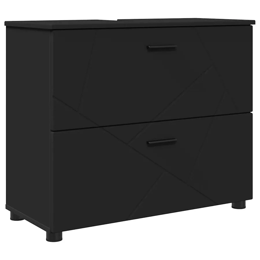Cabinet de salle de bain avec tiroir Noir 76,5 x 35 x 64 cm - 2