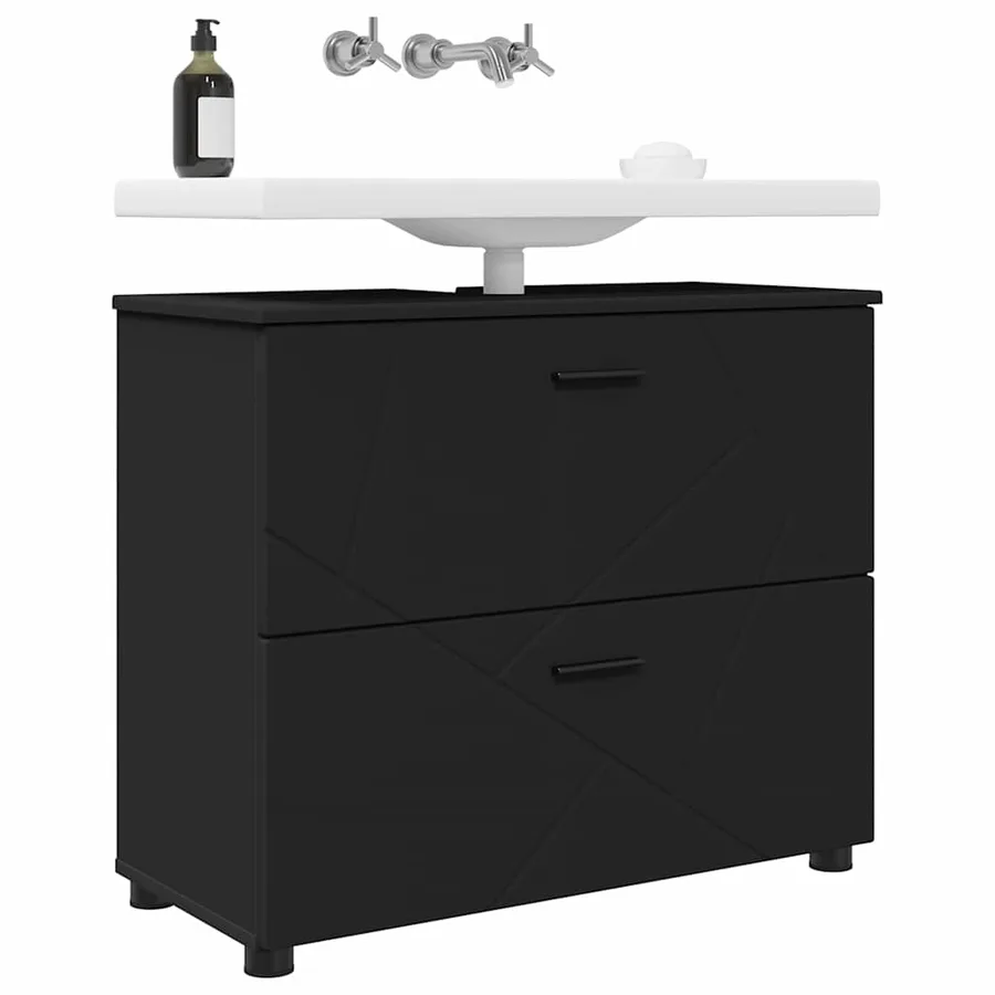 Cabinet de salle de bain avec tiroir Noir 76,5 x 35 x 64 cm - 3