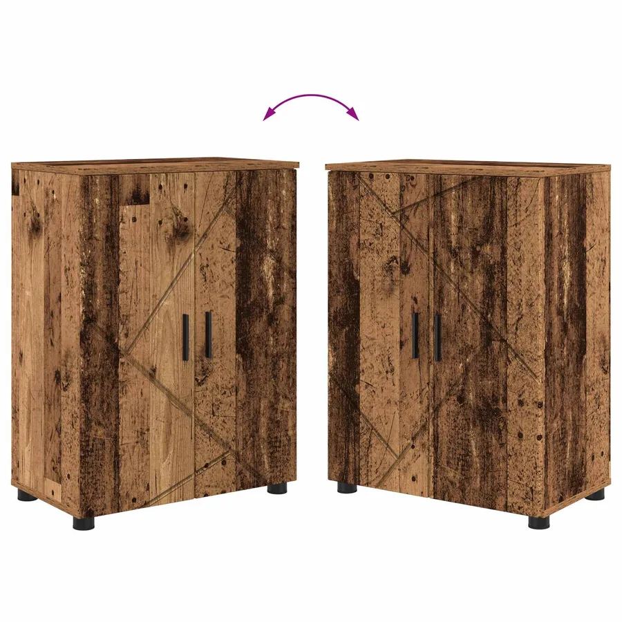Cabinet de salle de bain avec porte Bois Ancien 60 x 35 x 80 cm - 16