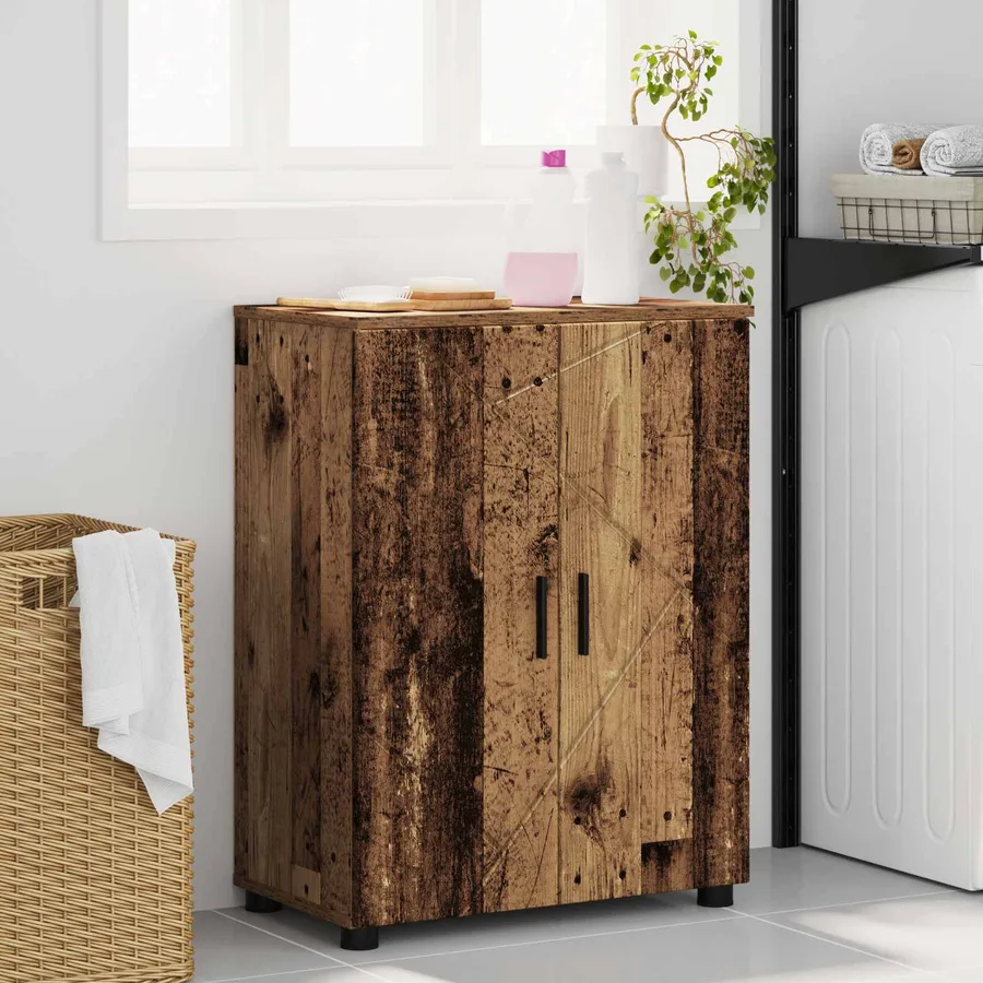 Cabinet de salle de bain avec porte Bois Ancien 60 x 35 x 80 cm - 4