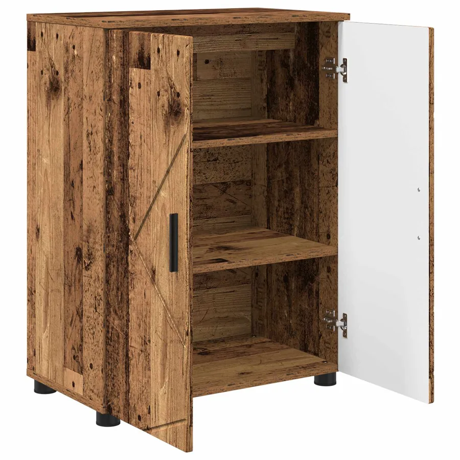 Cabinet de salle de bain avec porte Bois Ancien 60 x 35 x 80 cm - 5